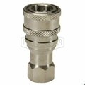 Dixon DQC H Industrial Interchange Poppet Valve Female Coupler, 1/4-19 Nominal, Female BSPP, 316 SSss 2HBF2-SS